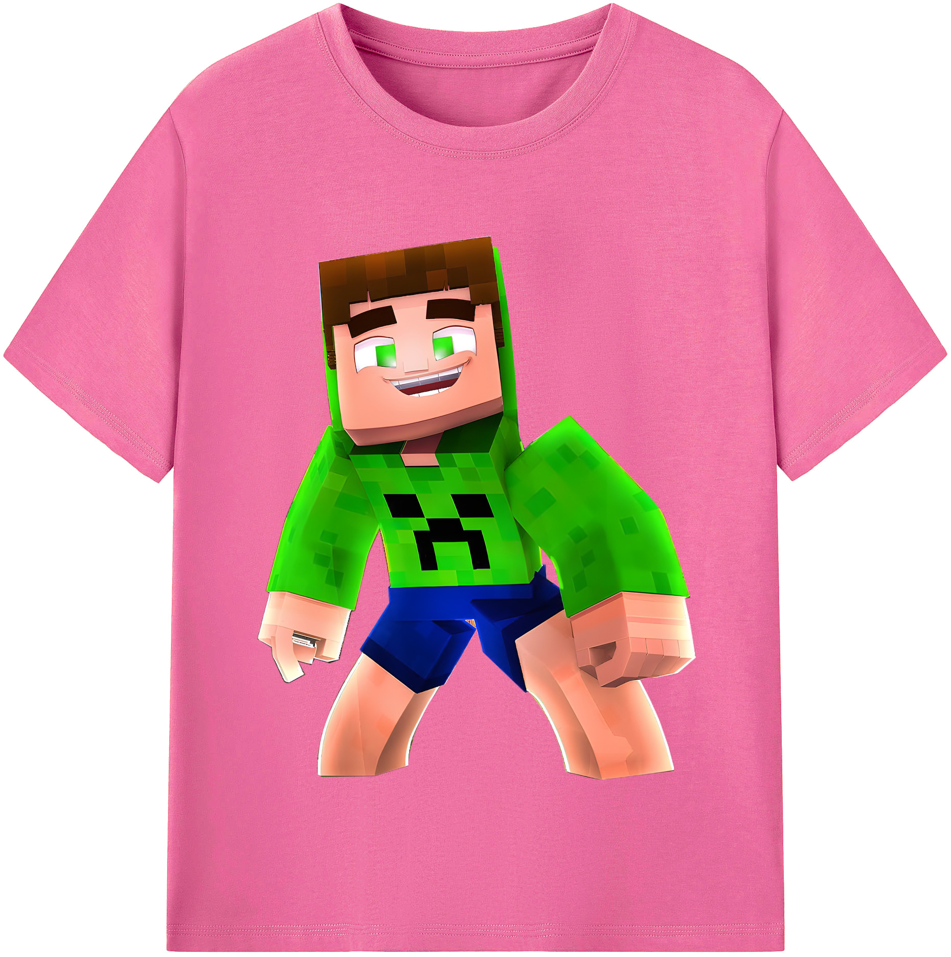 （画像用） マインクラフト ブロックの世界 Minecraft MC Block world レディースカジュアルプリントTシャツ（綿100％）